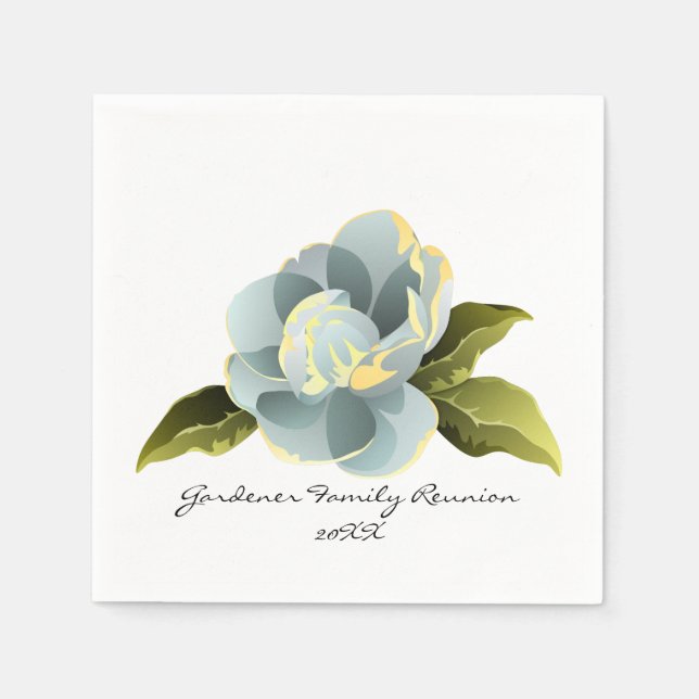 Magnolia Blossom with Leaves Napkin (Front)