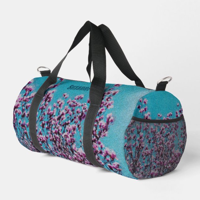  Magnolia Blossoms Blue Sky Painting Personalised Duffle Bag (Right Corner)