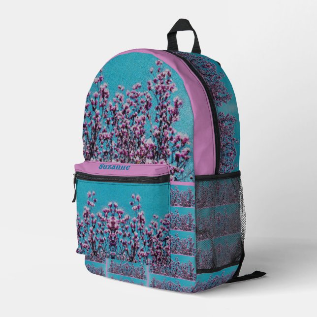  Magnolia Blossoms Blue Sky Painting Personalised Printed Backpack (Back Corner Right)