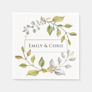 Magnolia Blossoms   Elegant Violet Floral Greenery Napkin