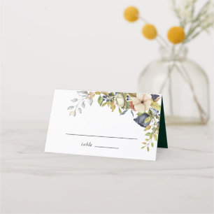 Magnolia Blossoms   Elegant Violet Floral Greenery Place Card