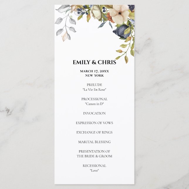 Magnolia Blossoms | Elegant Violet Floral Greenery Programme (Front)