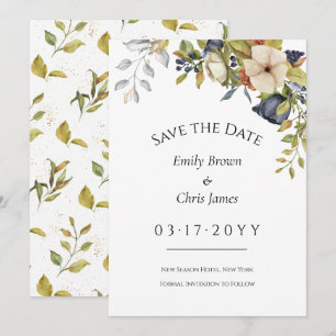 Magnolia Blossoms   Elegant Violet Floral Greenery Save The Date