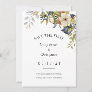 Magnolia Blossoms   Elegant Violet Floral Greenery Save The Date