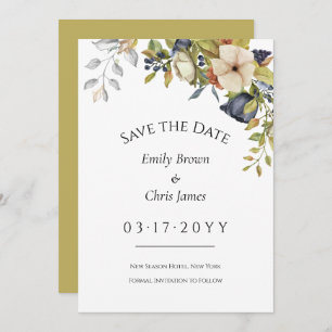 Magnolia Blossoms   Elegant Violet Floral Greenery Save The Date