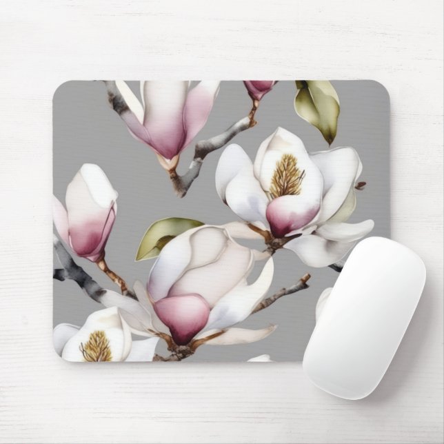 Magnolia Blossoms Mouse Mat (With Mouse)