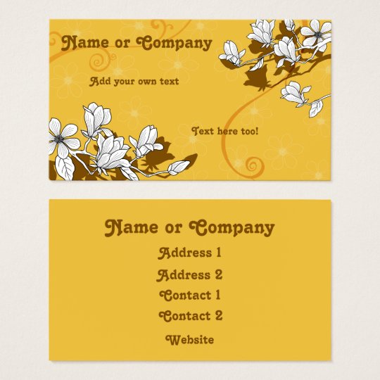 Magnolia Blossoms on Bright Amber Business Card