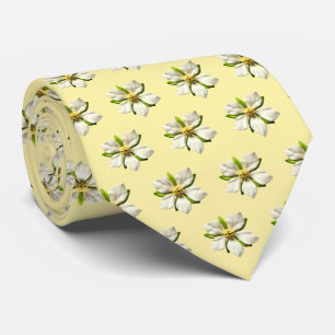 Magnolia Blossons Flowers Butter Yellow Trendy Tie