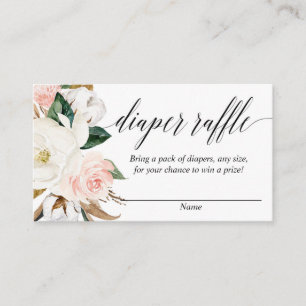 Magnolia blush baby shower diaper raffle cards