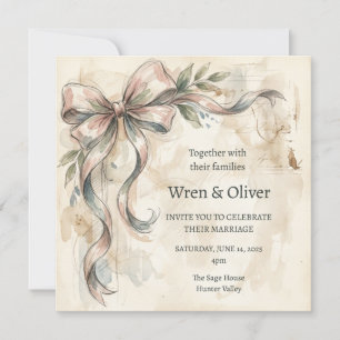 Magnolia Bow Wedding Invitation