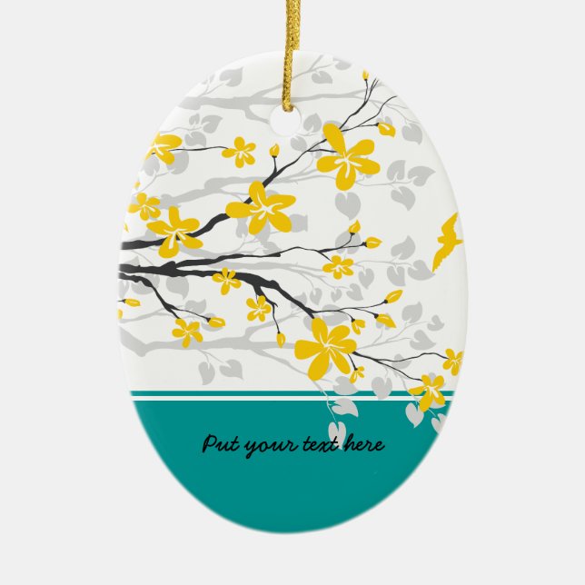 Magnolia branch and flowers custom ornament (Front)
