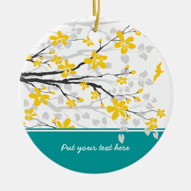 Magnolia branch and flowers custom ornament (Front)