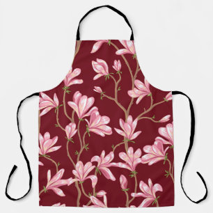 Magnolia Branches: Blooming Vintage Illustration. Apron