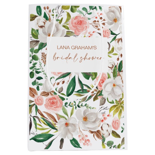 Magnolia Bridal Shower Gift Favour Swag Bag L201 (Front)