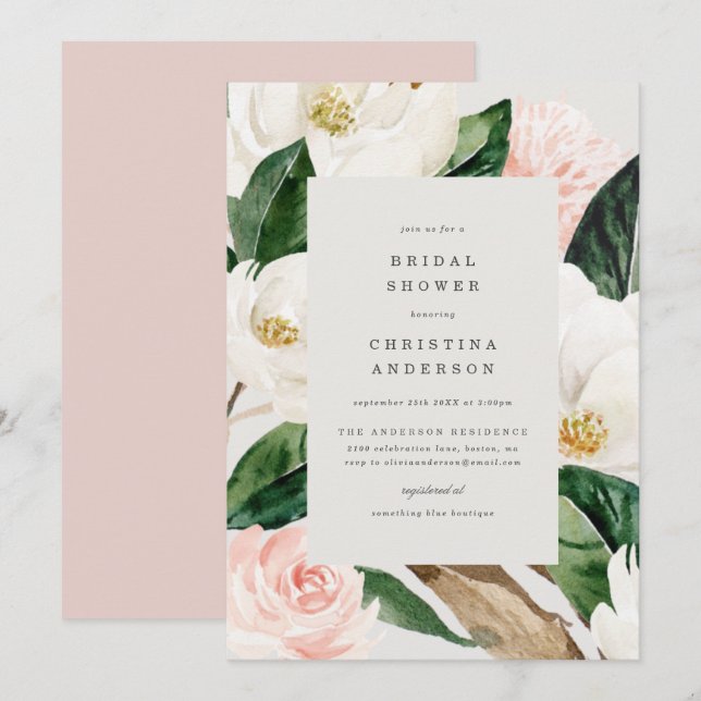 Magnolia Bridal Shower Invitation (Front/Back)
