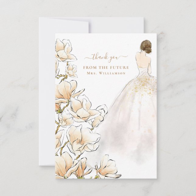 Magnolia Bride Future Mrs Thank You Card (Front)