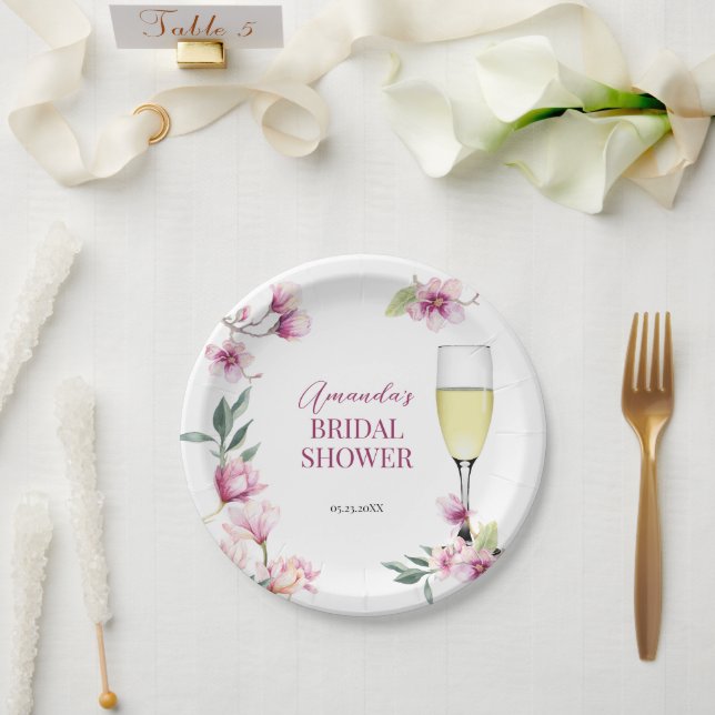Magnolia Brunch and Bubbly   Paper Plate (Wedding)