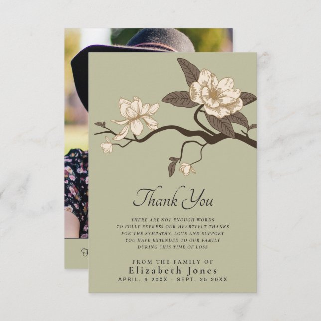 Magnolia Celebration of Life Thank You Card (Front/Back)