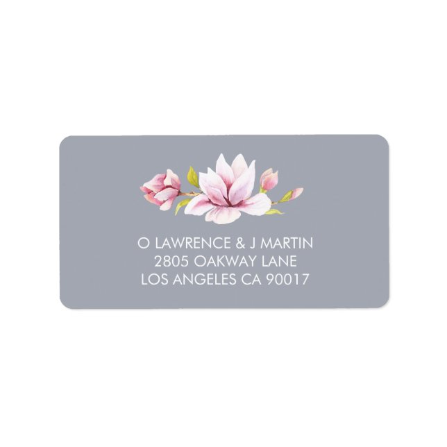 Magnolia Charm Floral Watercolor Label (Front)