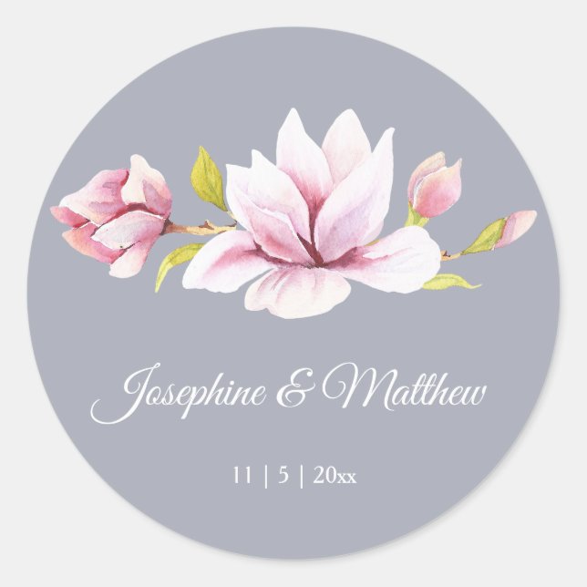 Magnolia Charm Floral Wedding Stickers (Front)