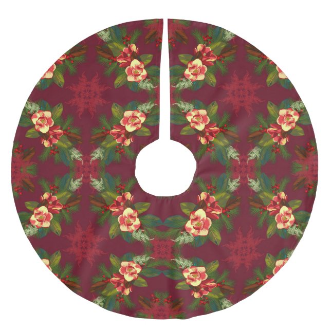 Magnolia Christmas Print Tree Skirt (Front)