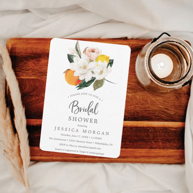 Magnolia Citrus Bridal Shower Invitation Card (Creator Uploaded)