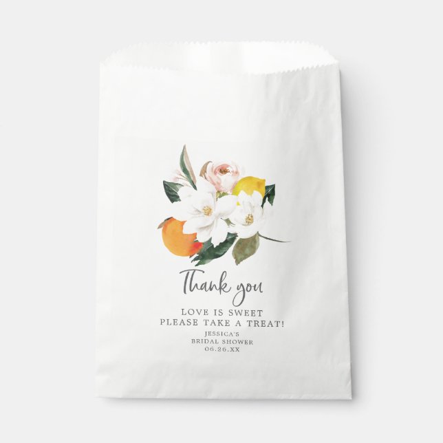 Magnolia Citrus Shower Favour Bag Love is Sweet (Front)