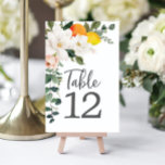 Magnolia Citrus Table Cards Wedding Table Numbers<br><div class="desc">Help your guests easily find their tables with these lovely table numbers. Easily change the number and add to your cart.
Print as many numbers as you need!</div>