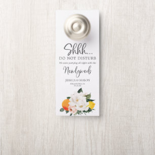 Magnolia Citrus Wedding Door Hanger Do Not Disturb