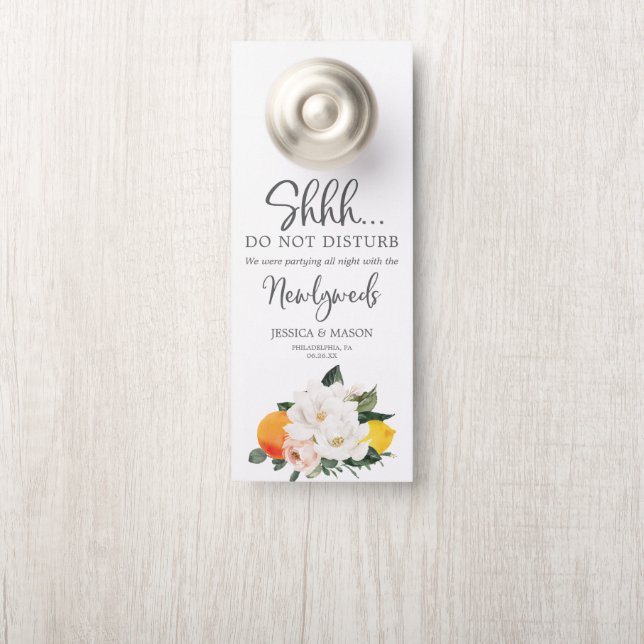 Magnolia Citrus Wedding Door Hanger Do Not Disturb (On Knob)