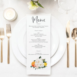 Magnolia Citrus Wedding Menu and Thank You Invitation