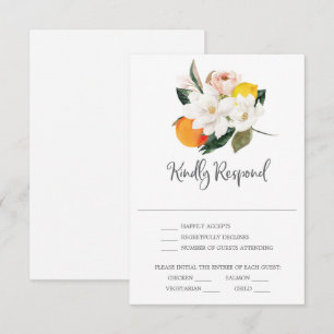 Magnolia Citrus Wedding RSVP Card