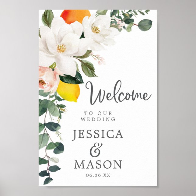 Magnolia Citrus Wedding Welcome Sign (Front)