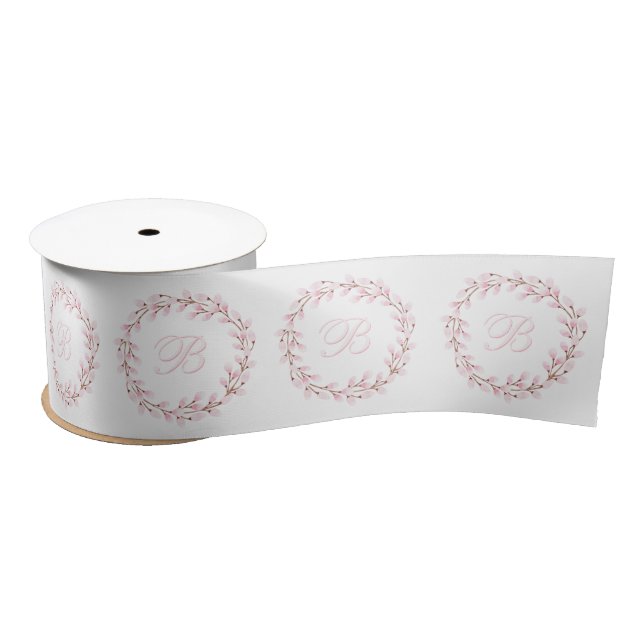 Magnolia Collection White Background Satin Ribbon (Spool)