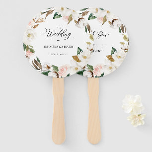 Magnolia Cotton & Floral Wedding Welcome Hand Fan