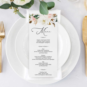 Magnolia Cotton Wedding Menu or Bridal Shower Menu Invitation