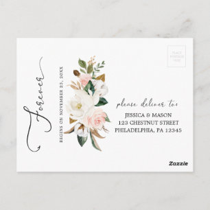Magnolia Cotton Wedding RSVP Postcard