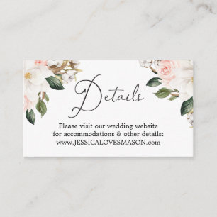 Magnolia Cotton Wedding Website Insert Card