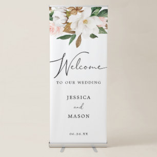 Magnolia Cotton Wedding Welcome Banner with Stand