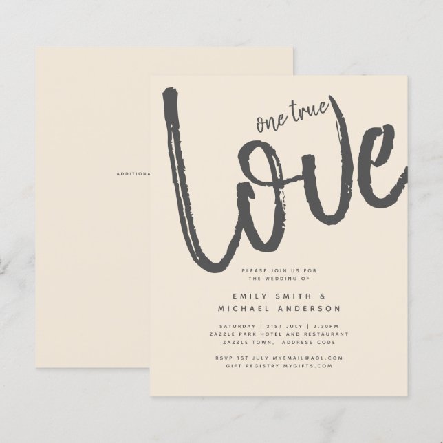 Magnolia Cream Modern Wedding Typography (Front/Back)