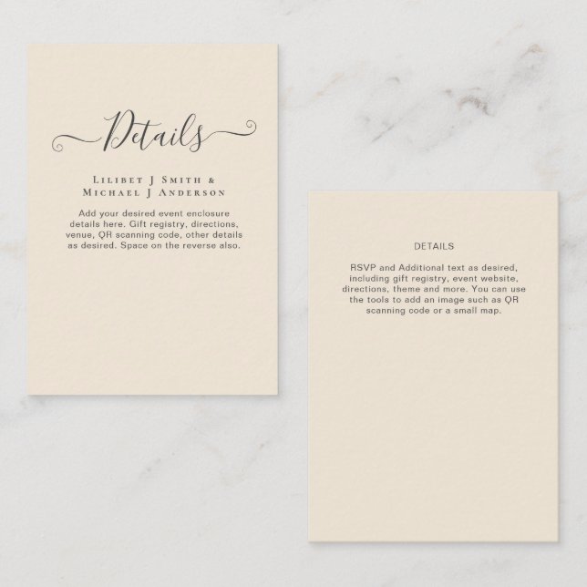 Magnolia Cream Modern Wedding Typography Enclosure Card (Front/Back)