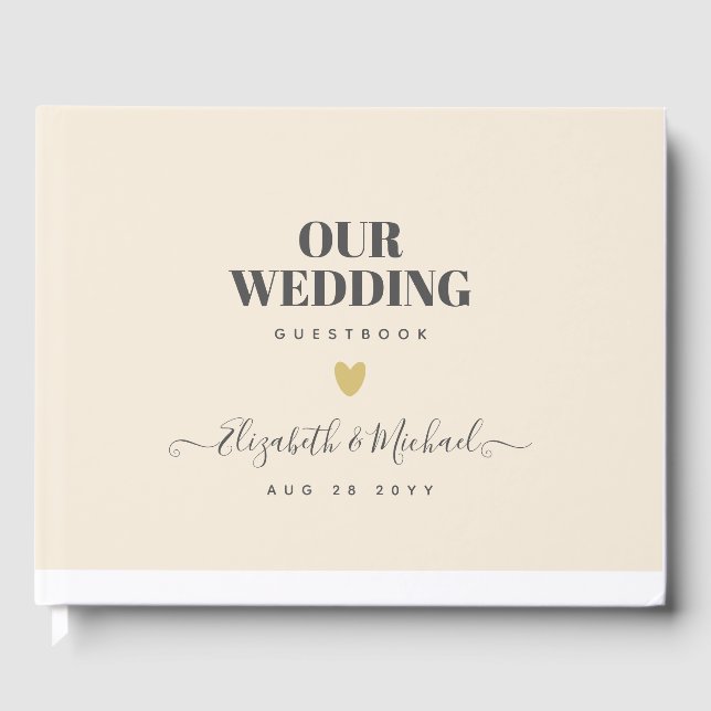 Magnolia Cream Modern Wedding Typography Guest Book (Front)