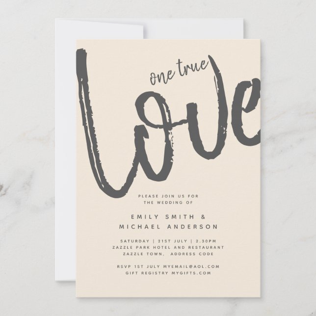Magnolia Cream Modern Wedding Typography Invitation (Front)
