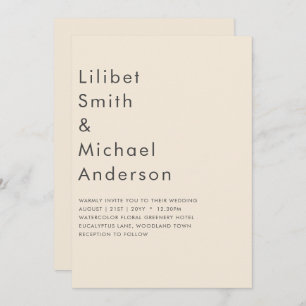 Magnolia Cream Modern Wedding Typography Invitation
