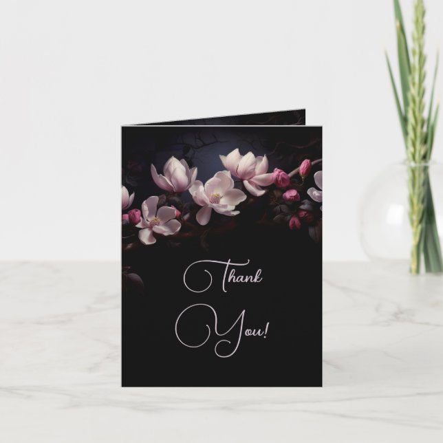 Magnolia Dark Romantic |  Wedding Photo Thank You (Front)