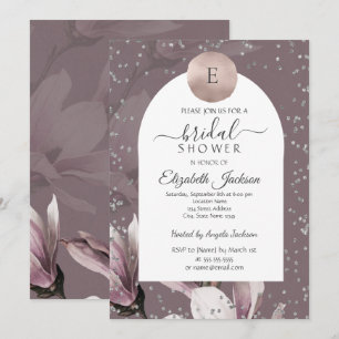 Magnolia Diamonds Monogram Bridal Shower Invitation