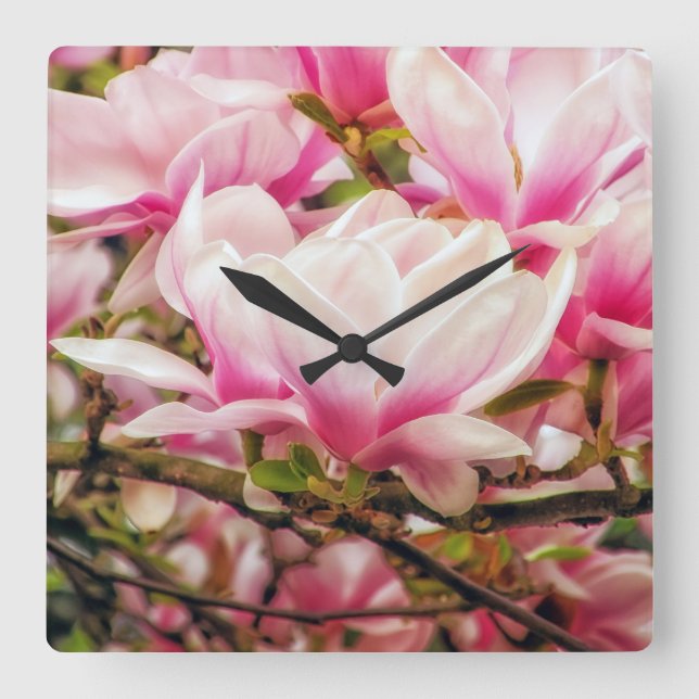 Magnolia Dream Square Wall Clock (Front)