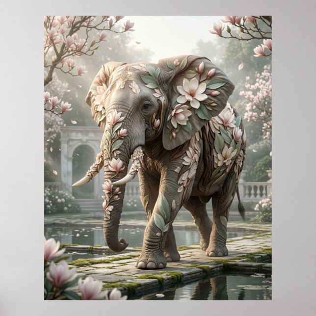 Magnolia Elephant Royal Mist Poster (Front)