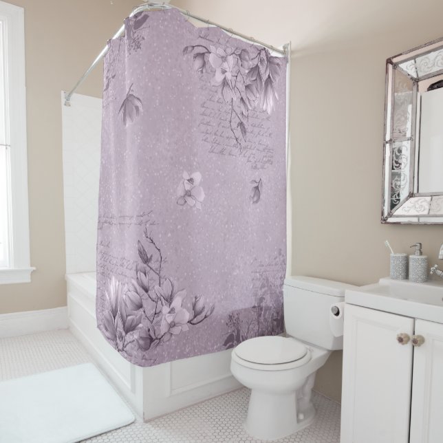 Magnolia & Ephemera  Elements In On Thistle Colour Shower Curtain (In Situ)
