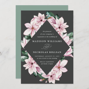 Magnolia & Eucalyptus   Floral Frame Wedding Invitation